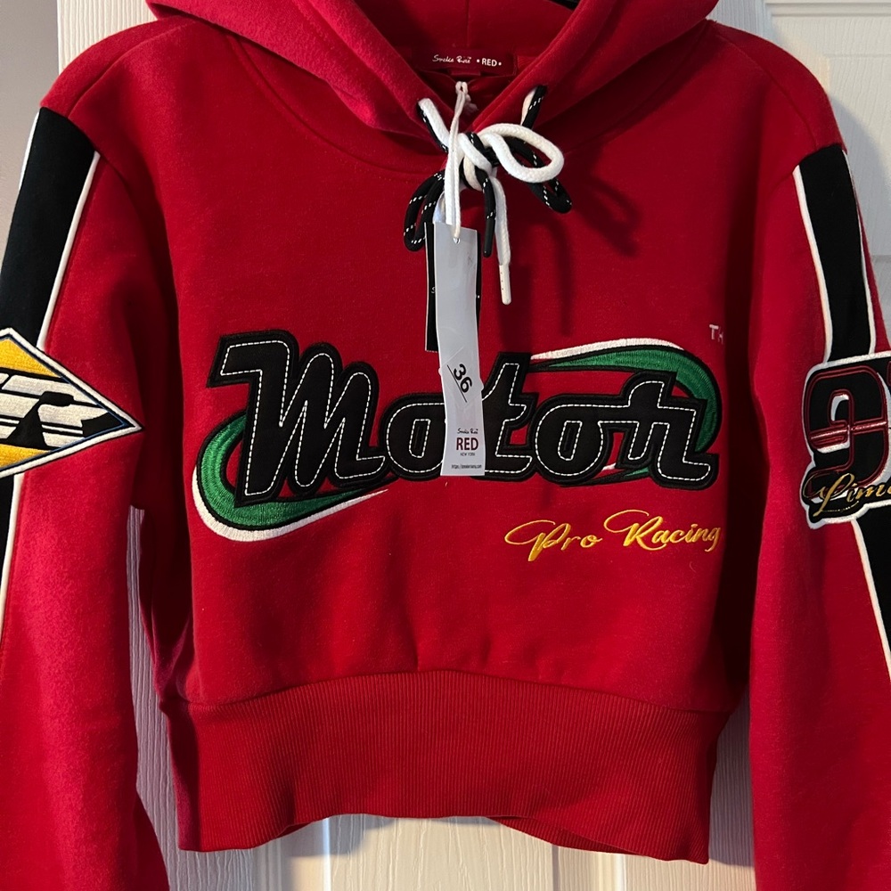 Cropped Racing-Inspired Hoodie by Red